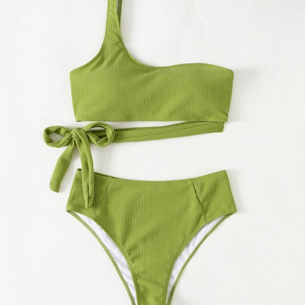 Green One-Shoulder Bikini Set